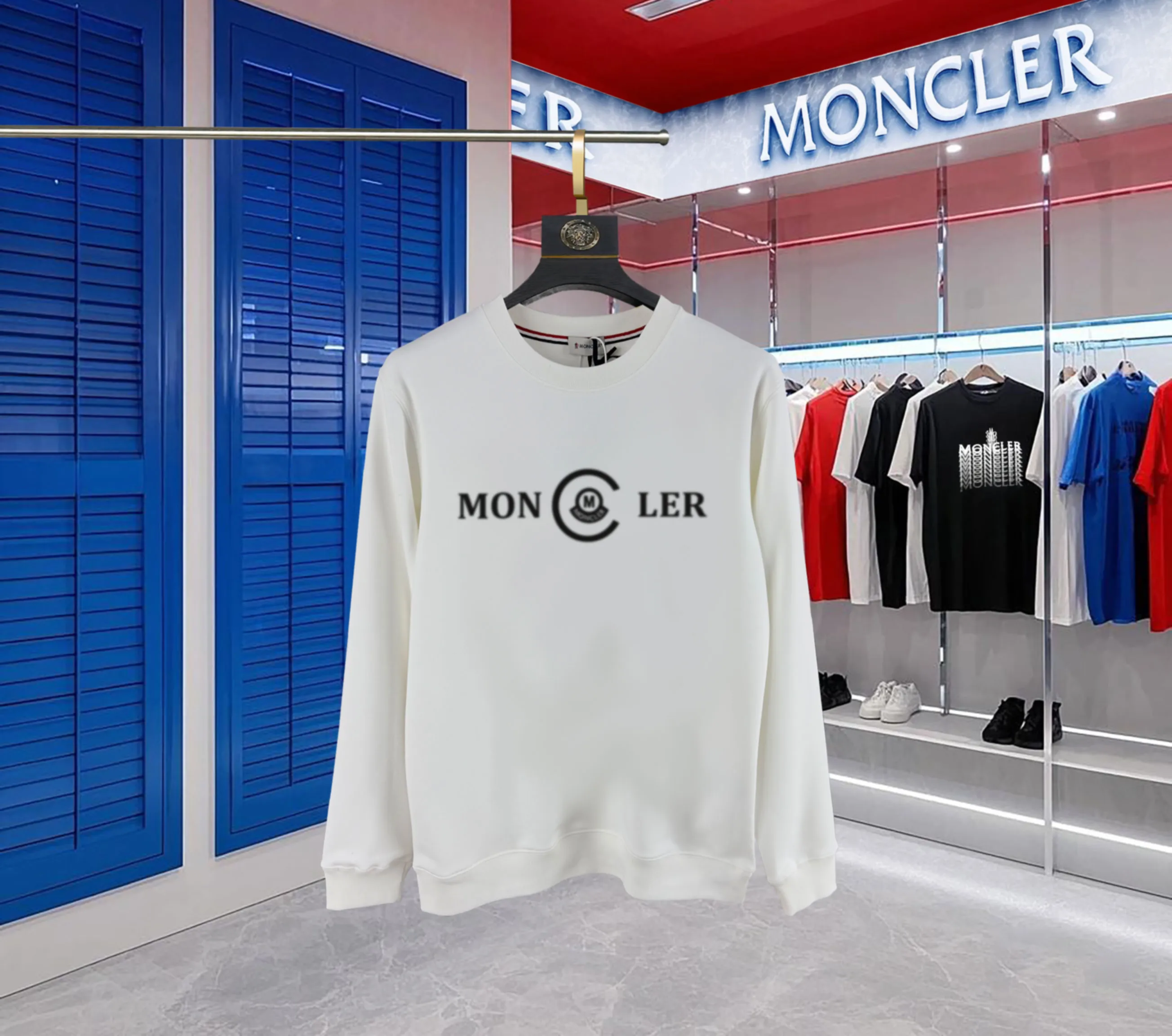 【 In Stock 📦】 〖 𝐌𝐎𝐍𝐂𝐋𝐄𝐑~ 〗 440g ， 😎 ， ， Factory 2025 T ， ， Premium LOGO， Same Style ：Black White Size：S M L XL 2XL